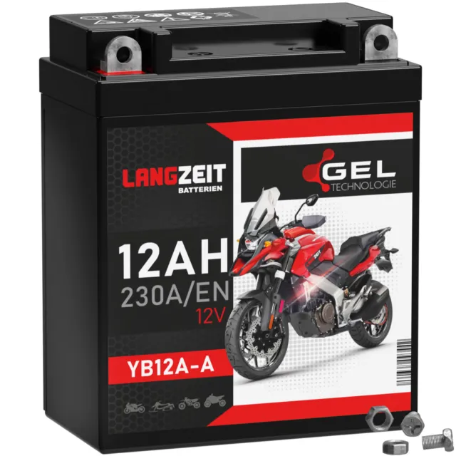 LANGZEIT YB12A-A Motorradbatterie  GEL 12Ah 12V 51211 YB12A-B CB12A-A EB12A-A