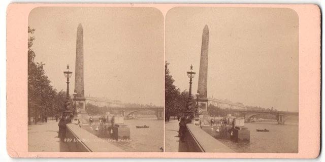 Stereo-Fotografie Fotograf unbekannt, Ansicht London, Cleopatros Needle