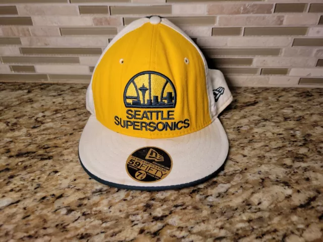 Seattle Sonics Hat New Era 59Fifty Fitted 7 3/8 Cap NBA Basketball Supersonics