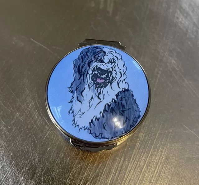 Staffordshire Enamels Chelsea Bonbonnieres Old English Sheepdog Trinket Box