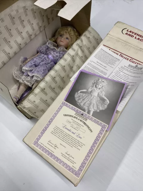 Dianna Effner, Lavender & Lace, Ashton Drake 16" Porcelain Doll W/Stand.