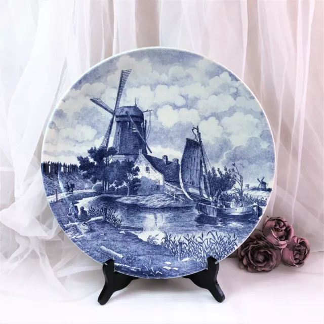 Grand plat faïence Delfts Hollande bleu camaïeu Weisenbruch   33,5 cm