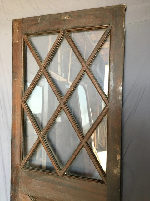 1 Antique Exterior 12 Lite Diamond Pattern 30x80 Entryway Door VTG Old 453 -21B 4
