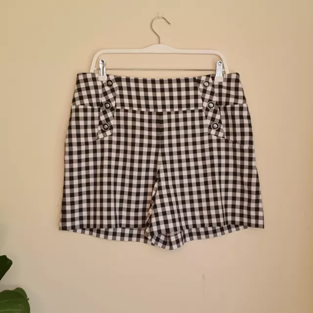 Review Black &White Check Shorts 14 Retro Vintage Style Pinup Summer Holiday