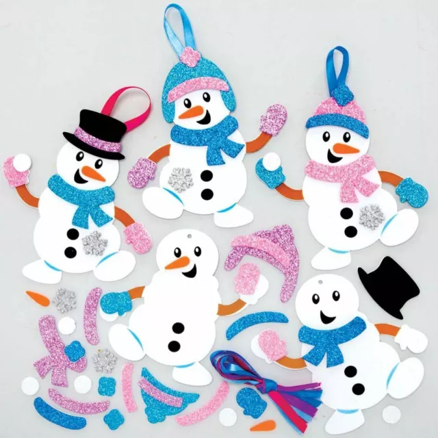 Christmas Snowman Mix & Match Foam Decoration Kits Kids Festive Crafts 4 Pack