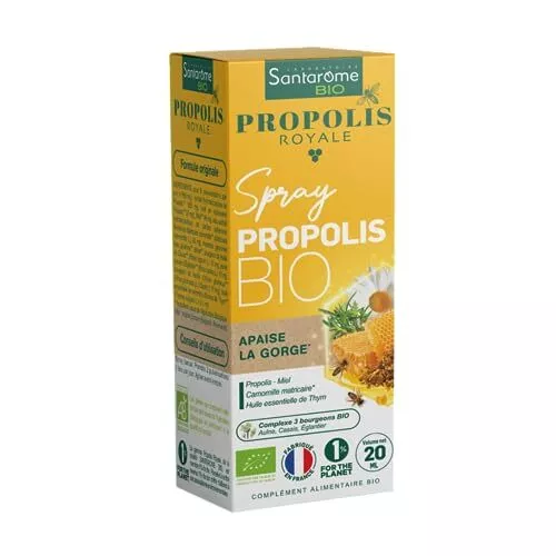 Santarome Bio - Spray Propolis Bio - Apaise la gorge - Complément alimentaire im