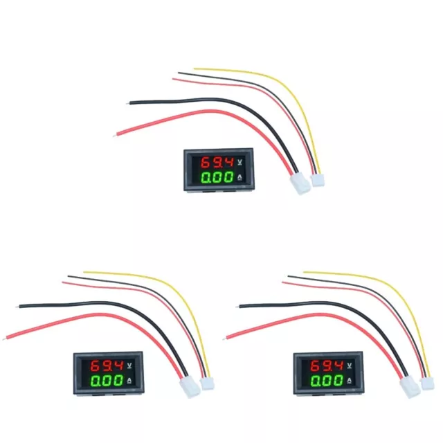 3 Pc Voltage Tester LED Panel and Current Car Battery Monitor Meter Ammeter