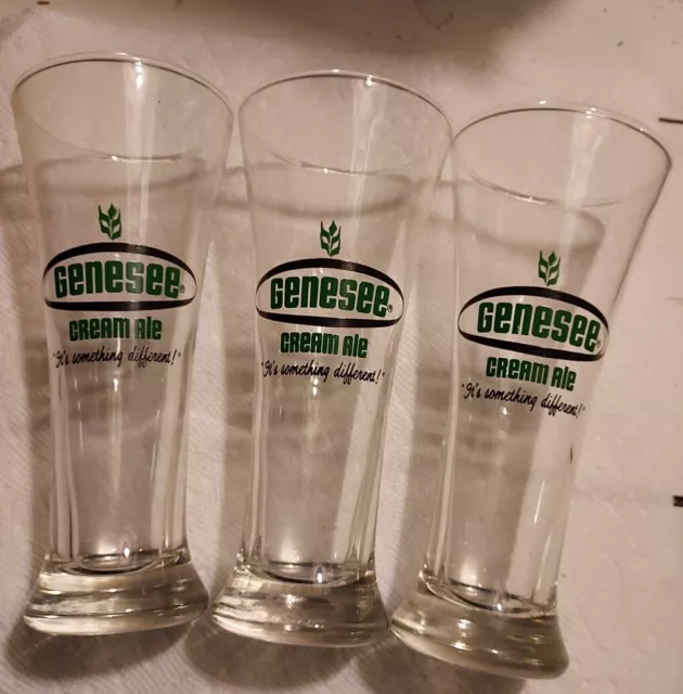 Genesee Cream Ale Beer Pilsner Glasses (Set Of 3) 1970's