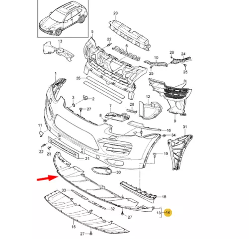 PORSCHE Cayenne 92A Avant Pare-Choc Spoiler 95850506110 Neuf Original 2