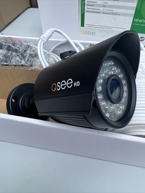 2-Qsee 2 cámaras de seguridad analógicas HD visión nocturna resistentes a la intemperie 720p QTH7211B