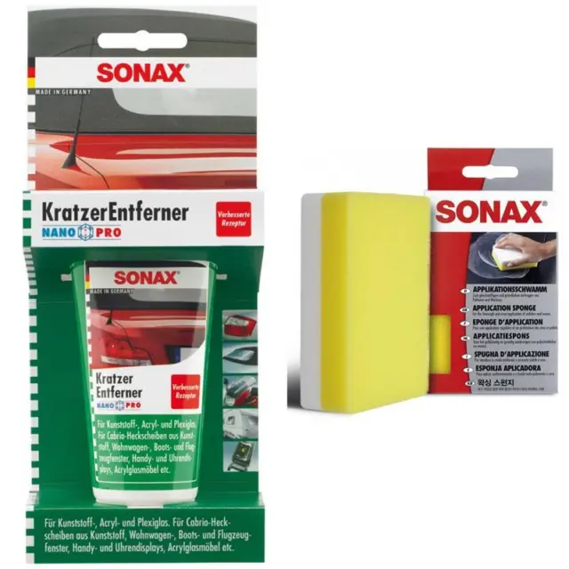 SONAX KratzerEntferner Kunststoff NanoPro ApplikationsSchwamm Acryl Plexiglas