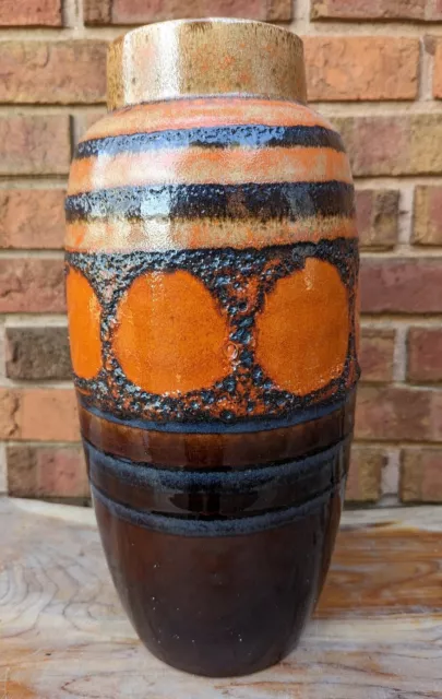 1967 No. 1065 Large West German Vase, Fat Lava Glaze Orange20.5" tall Scheurich