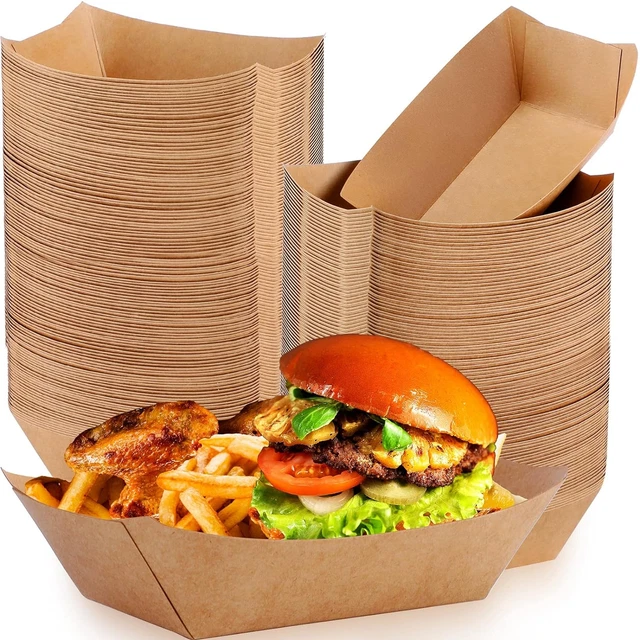 300 Pack Nacho Hot Dog Trays Disposable Kraft Paper Food Tray Food Serving Boat