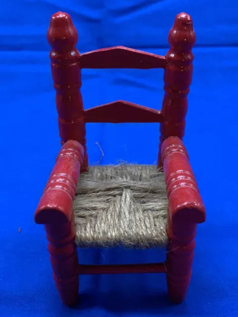 Dollhouse Miniature Red Wood Chair Vintage