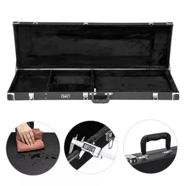 Electric Bass Guitar Hard Case Wooden Hard Shell Carrying Case Lockable Square