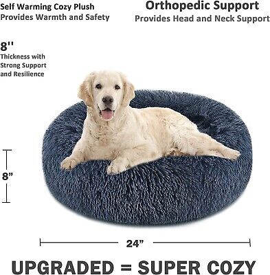 Donut Plush Cat Dog Puppy Calming Sleeping Bed Mat Round Nest Warm Soft Flufy