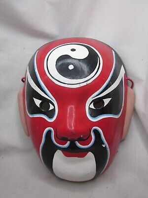 red black paper mache mask Asian Oriental Chinese opera face art