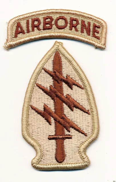 Aufnäher Patch USA US Army Special Forces mit Airborne tab, desert, ohne Klett