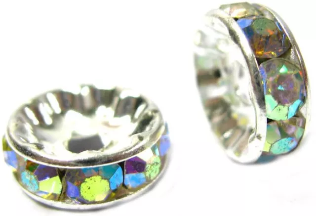 20Pcs X Ab Crystl Rhinestone Spacer Beads Used To Make Shamballa Bracelet - A2