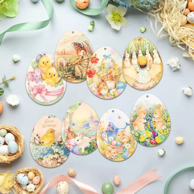 24Pcs Painted Bunny Pendant Suspended Easter Pendant Portable Easter Egg  Easter