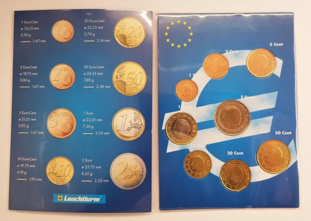 Euro set de Belgique toutes valeurs représentées années 1999 2000 ou 2002