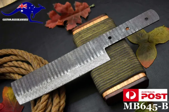 Custom San Mai Hammered Damascus Steel Blank Chef Nakiri Knife Handmade (MB645-B
