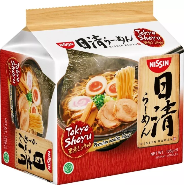 NEW Premium Nissin Ramen Tokyo Shoyu 5 x 106g Noodle + Free Shipping 日清拉面