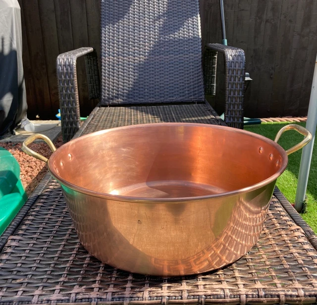 Vintage Large French Copper Cooking Pan Fish Kettle Planter Pot Brass Handles Vintage Large French Copper Cooking Pan Fish Kettle Planter Pot Brass Handles