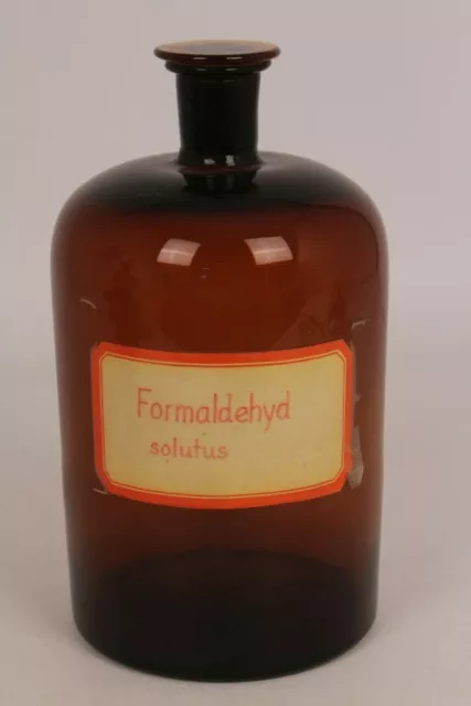 Apotheker Flasche Medizin Glas braun Formaldehyd solutus antik Deckelflasche