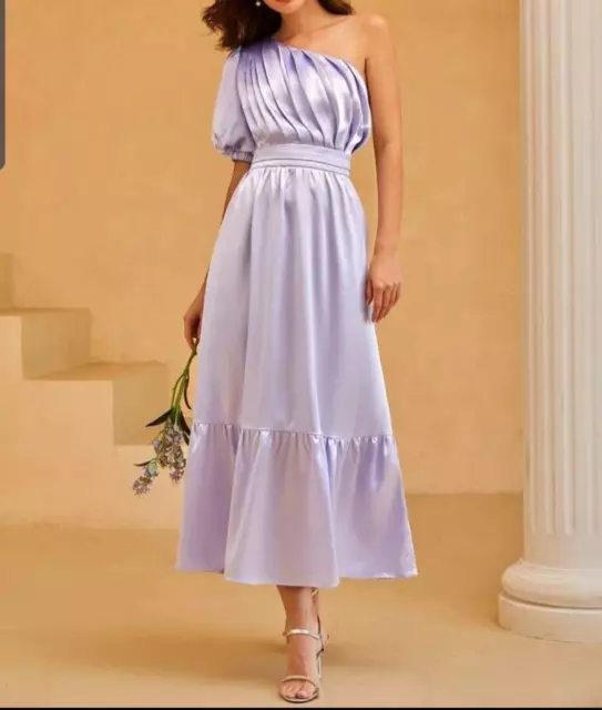 lilac one shoulder dress gown