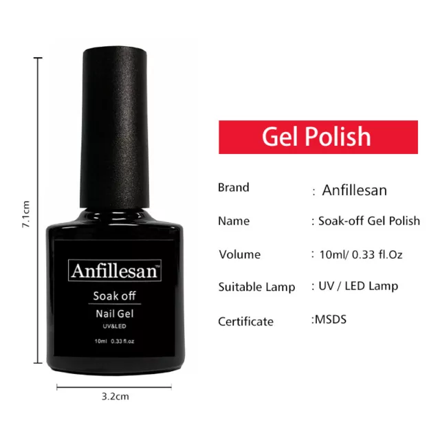 Anfillesan Gel Nail Polish UV LED Soak Off Poly Gel Colour Base Top Coat Varnish 2