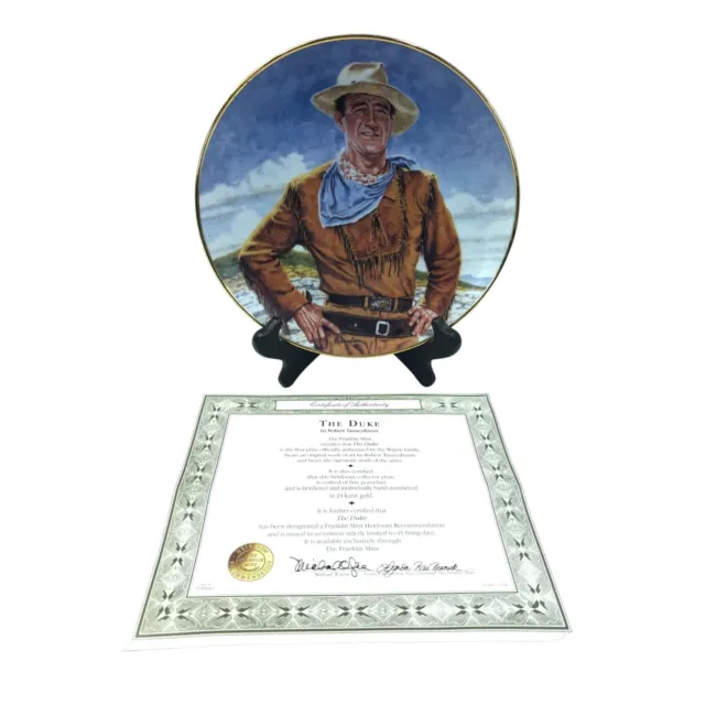 John Wayne The Duke heirloom collector plate, artist Robrt Tanenbaum, TFM