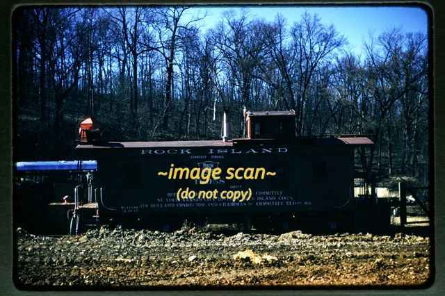 RI Rock Island Caboose at NMOT St. Louis in 1950's, Kodachrome Slide j17b