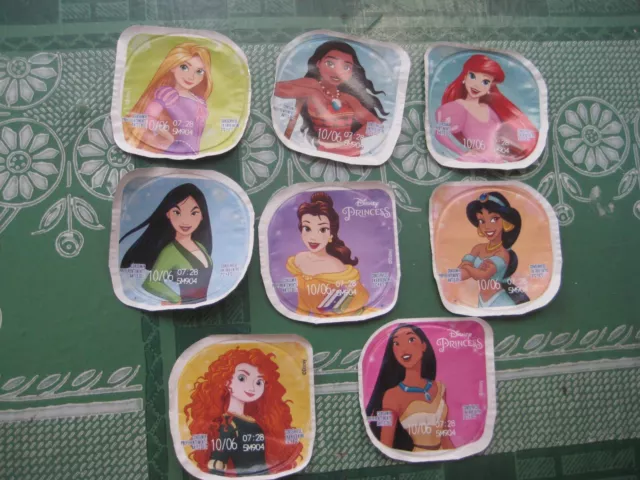 Lote Ocho Etiquetas De Tapas De Danone Serie Las Princesas Disney