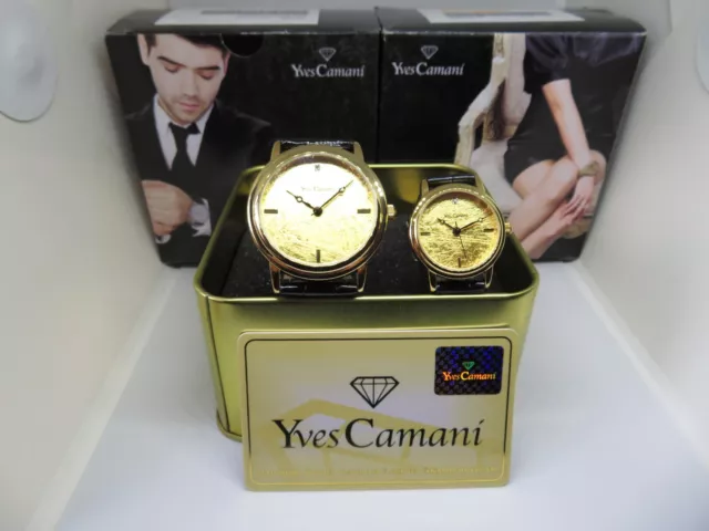 Coffret Cadeau Yves Camani Plaquée Or. Montres Homme + Femme.  Neuve