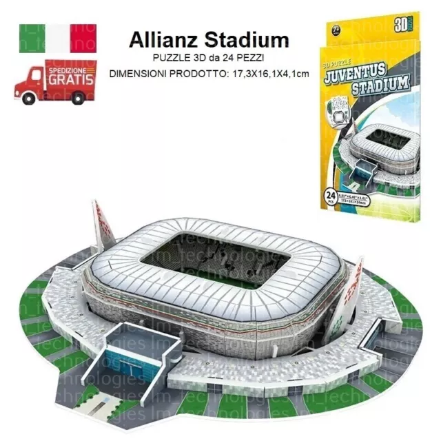 JUVENTUS ALLIANZ STADIUM Puzzle 3D 24 pz Stadio calcio miniatura gioco educativo