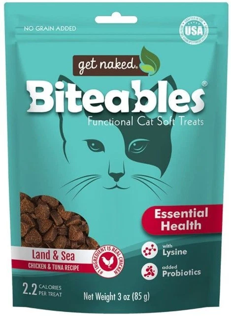 Get Naked Essential Health Biteables Suaves Gato Trata Sabor a tierra y mar