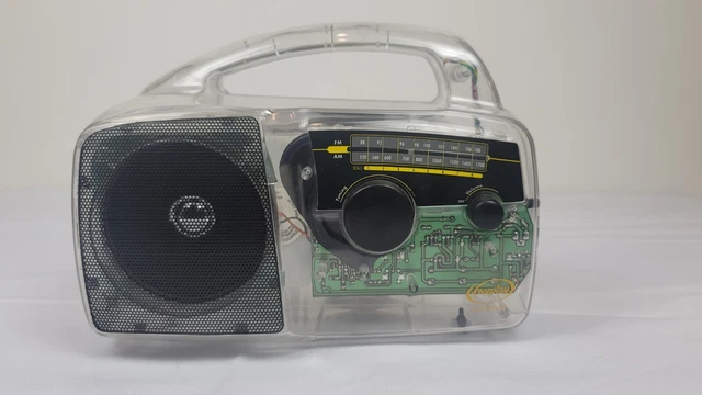 VTG Self Powered AM/FM Radio Solar & Crank Clear See Through Prison Freeplay VTG Self Powered AM/FM Radio Solar & Crank Clear See Through Prison Freeplay