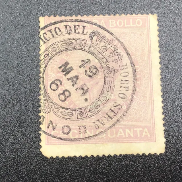 Italy-Marca da bollo 1868 revenue stamp. With Clear cancellation. B362