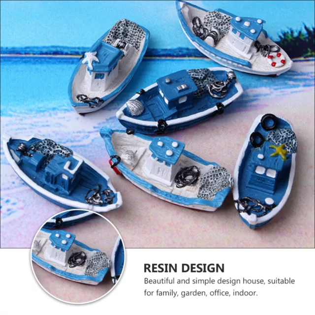 6 Pcs Ocean Ornaments Nautical Beach Resin Boat Chirtmas Decor Decorate 2