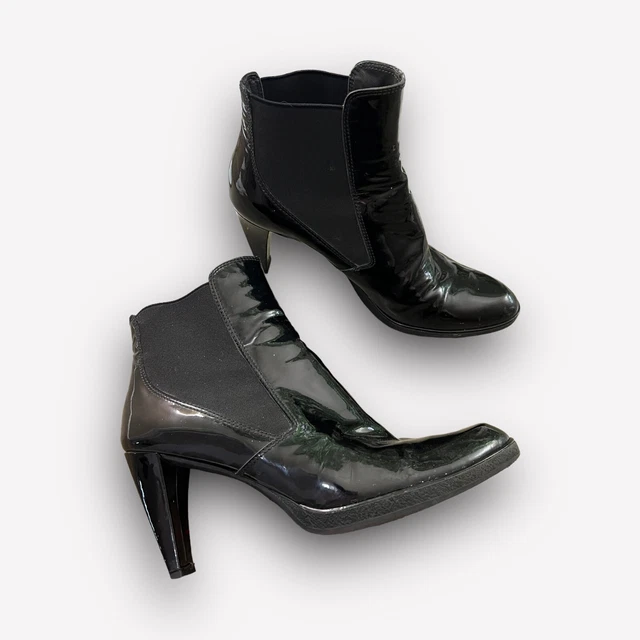Stuart Weitzman Black Patent Leather High Heel Ankle Boot Size 9 Womens