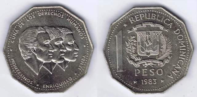 Dominican Rep UNC Human Rights Peso Coin of 1983 KM # 63.1 / Mintage Only 5,000