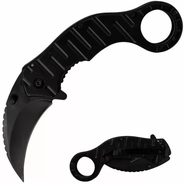 Black Karambit Spring Assisted Open Pocket Knife Tactical Folding Claw Knife EDC 2