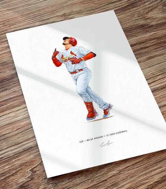 Nolan Arenado Home Run St Louis Cardinals Baseball Illustration Print Poster Art