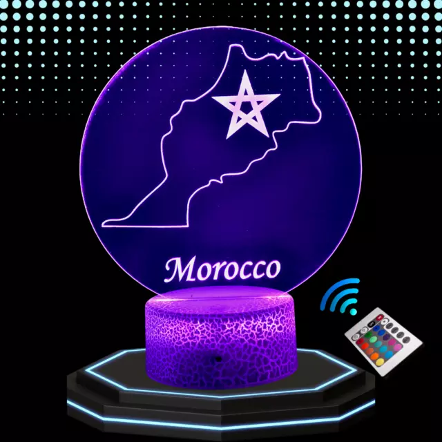 Lampe chevet 3D LED Pays Maroc  - Veilleuse changement couleurs