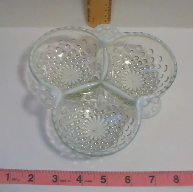 Anchor Hocking Moonstone Opalescent Hobnail Divided VTg Cottagecore Serving Dish