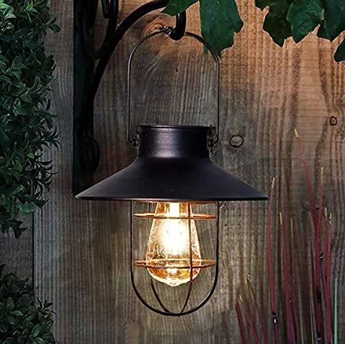 Pearlstar Solar Lantern Outdoor Hanging Light Metal Solar Lamp with Warm White E