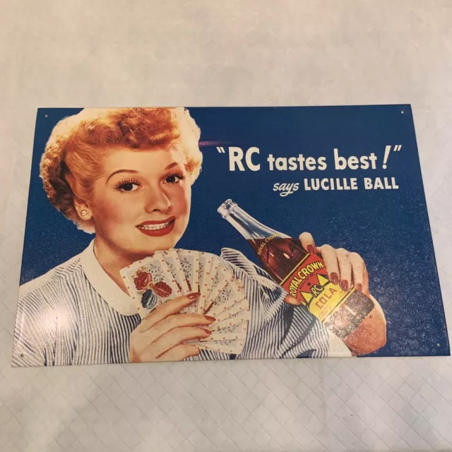 VTG I Love Lucy Royal Crown RC Tastes Best Says Lucille Ball Retro Sign 16"x10"