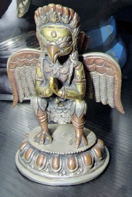 Vintage Garuda statue bronze Hindu God Anjali Mudra