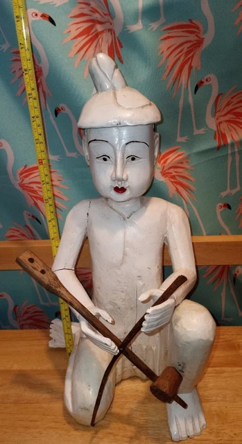 Hand Carved Wooden Burmese Statue? Beautiful Heavy 11